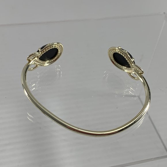 Kendra Scott Andy Bracelet Open Pinch Cuff Silver Tone Faceted Black Stones - Picture 6 of 8